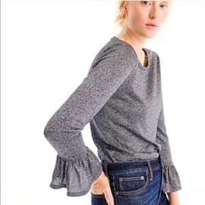 NWT J. Crew Sparkle Bell Sleeve Top